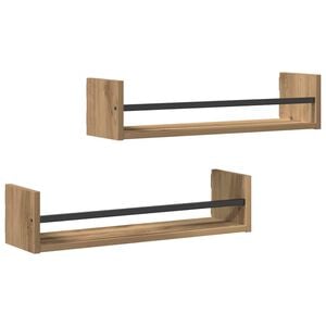 vidaXL Wandregal Wandmontiert 2 pcs Artisan-Eiche 60 x 16 x 14 cm