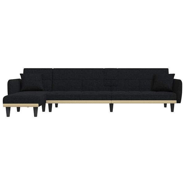 vidaXL Schlafsofa in L-Form Schwarz 275x140x70 cm Stoff