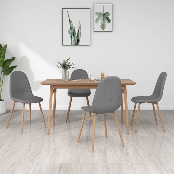 vidaXL Esszimmerst&uuml;hle 4 Stk. Hellgrau Stoff