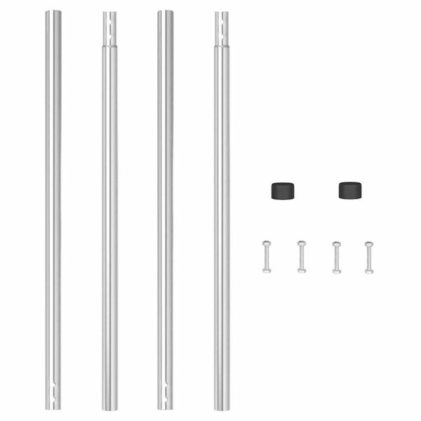vidaXL Zaunpfosten 2 pcs Silber Pulverbeschichteter Stahl