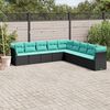 vidaXL 9-tlg. Garten-Sofagarnitur mit Kissen Schwarz Poly Rattan