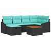 vidaXL Gartensofa-set 7 Stk. Schwarz Poly-Rattan