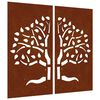 vidaXL 2-tlg. Garten-Wanddeko 105x155 cm Cortenstahl Baum-Design