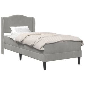 vidaXL Bettgestell mit Matratze Hellgrau 90 x 190 cm Samt