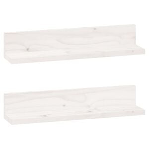 vidaXL Wandregale 2 Stk. Wei&szlig; 50x11x9 cm Massivholz Kiefer