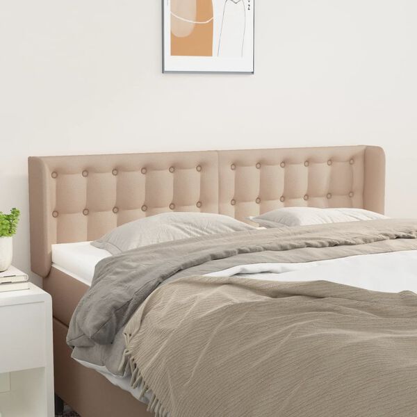 vidaXL Kopfteil mit Ohren Cappuccino-Braun 147x16x78/88 cm Kunstleder