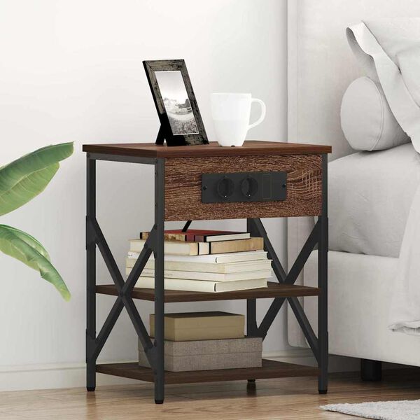 vidaXL Nachttisch mit Regal 2 pcs Braun Eichen-Optik 41 x 31 x 51 cm