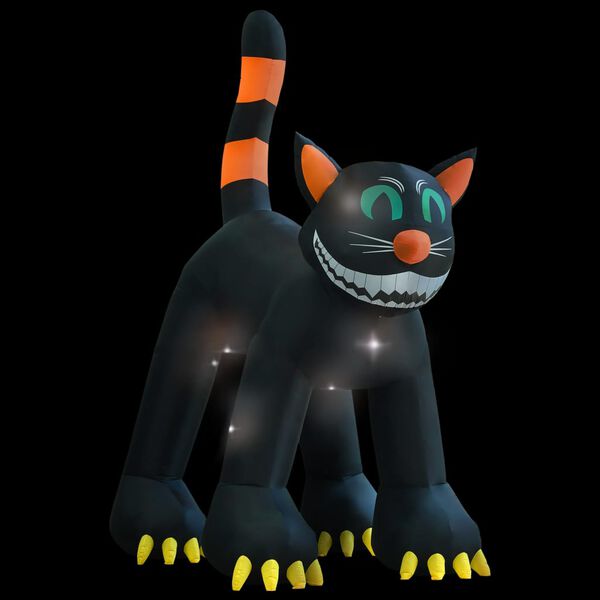 vidaXL Halloween Aufblasbare Schwarze Katze mit LED XXL 6 m
