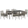 vidaXL Garten Essgruppe 7 pcs Grau Poly-Rattan