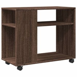vidaXL Beistelltisch mit Rollen Braun Eiche 70x35x60 cm Holzwerkstoff