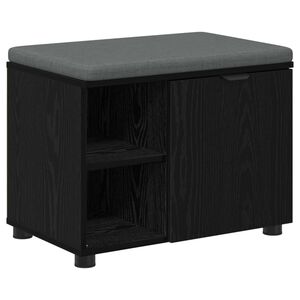 vidaXL Flurbank mit Kissen mit Regal Schwarze Eiche 60 x 38 x 46 cm