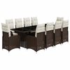 vidaXL 11-tlg. Garten-Bistro-Set mit Kissen Braun Poly Rattan