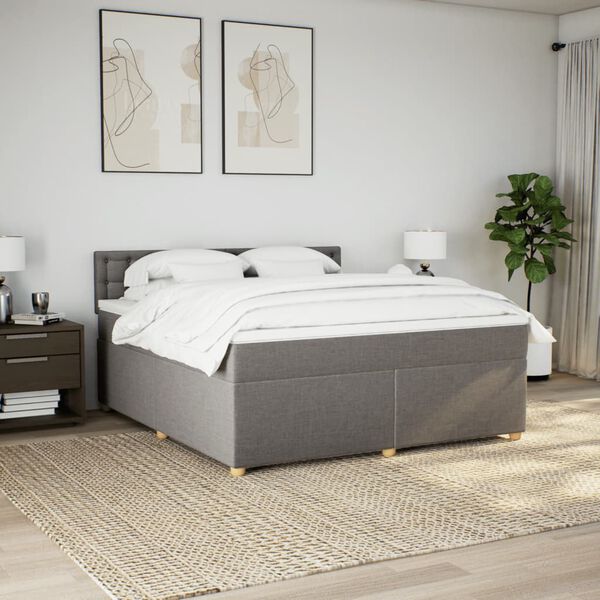 vidaXL Boxspringbett mit Matratze Taupe 180x200 cm Stoff