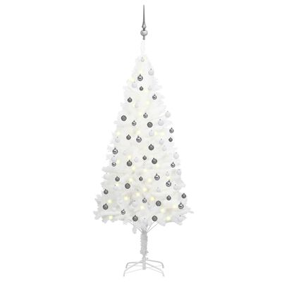 vidaXL Künstlicher Weihnachtsbaum mit LEDs & Kugeln Weiß 180 cm