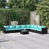 vidaXL 9-tlg. Garten-Lounge-Set mit Kissen Poly Rattan Schwarz