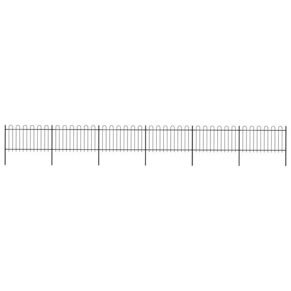 vidaXL Gartenzaun mit Rundbogen Stahl 1070 x 100 cm Schwarz