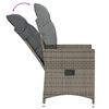 vidaXL Gartensessel Verstellbar mit Kissen Grau Poly Rattan