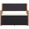 vidaXL Bank mit Stauraum 115 cm Poly Rattan Massivholz Akazie Schwarz