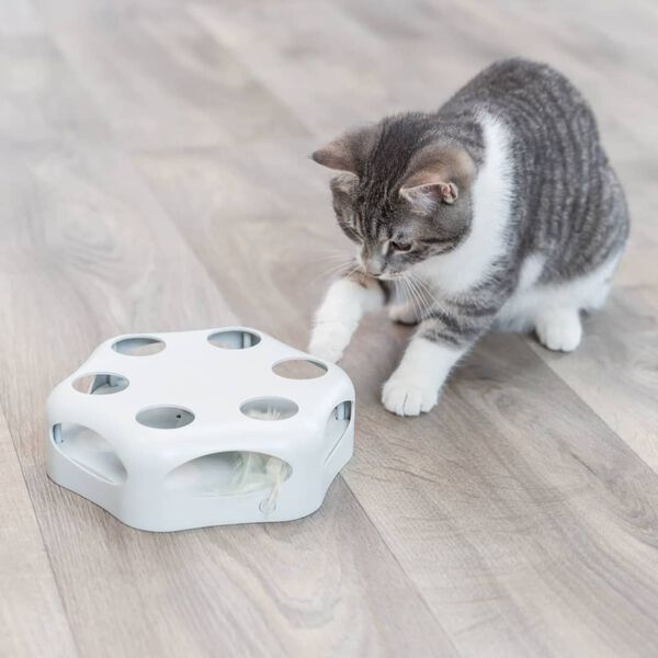 TRIXIE Katzenspielzeug Turning Feather Grau