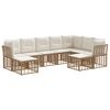 vidaXL Outdoor-Sofagarnitur 9 pcs Nat&uuml;rlich und Cremwei&szlig; Polyester