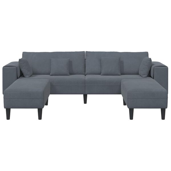 vidaXL Sofa mit Kissen 3 pcs Dunkelgrau Samt