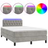 vidaXL Boxspringbett mit Matratze & LED Hellgrau 120x200 cm Samt