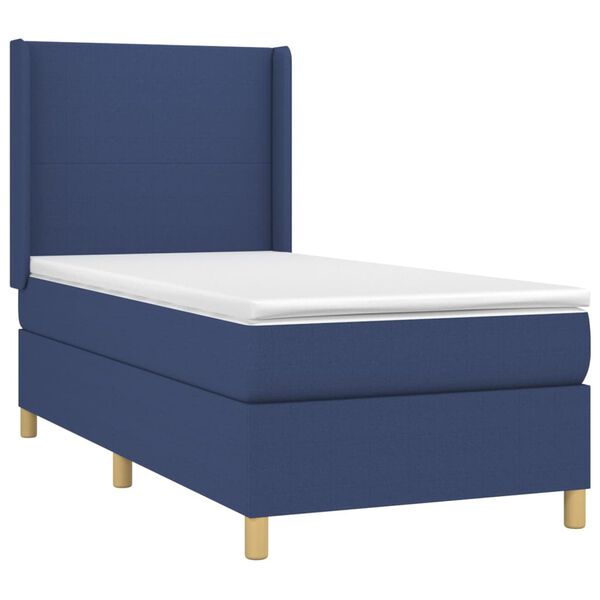 vidaXL Boxspringbett mit Matratze & LED Blau 90x190 cm Stoff
