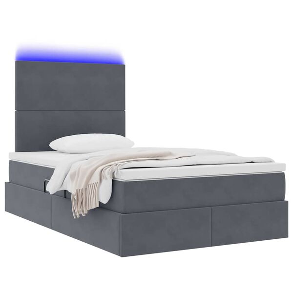 vidaXL Bett mit Stauraum und LED Dunkelgrau 120 x 190 cm Samt