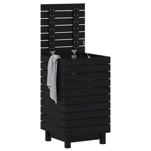 vidaXL W&auml;schetruhe Schwarz 44x44x76 cm Massivholz Kiefer