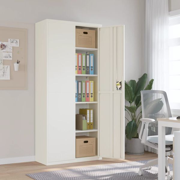vidaXL Aktenschrank Wei&szlig; 90x40x200 cm Stahl
