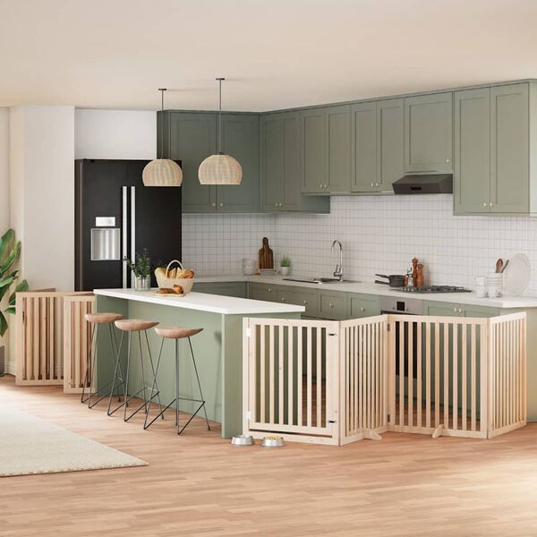 vidaXL 10-tlg. Hundetor mit T&uuml;r Faltbar 800 cm Pappelholz