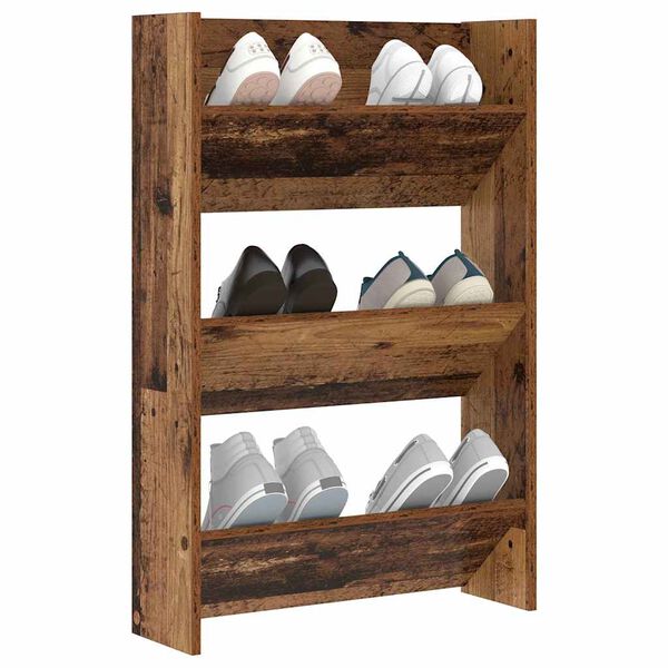 vidaXL Schuhschrank mit Regal Altholz 60 x 18 x 90 cm Holzwerkstoff