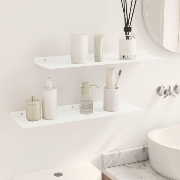 vidaXL Schwebendes Regal 2 pcs Wei&szlig; 60 x 18 x 2,5 cm Stahl