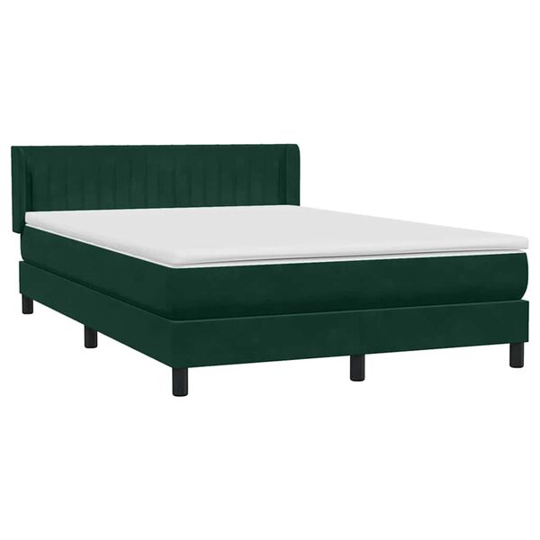 vidaXL Boxspringbett mit Matratze Dunkelgr&uuml;n 160x210 cm Samt