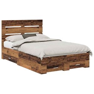 vidaXL Bettrahmen mit Schubladen Altholz 120 x 190 cm Holzwerkstoff