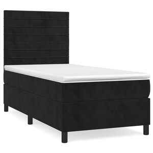 vidaXL Boxspringbett mit Matratze Schwarz 100x200 cm Samt
