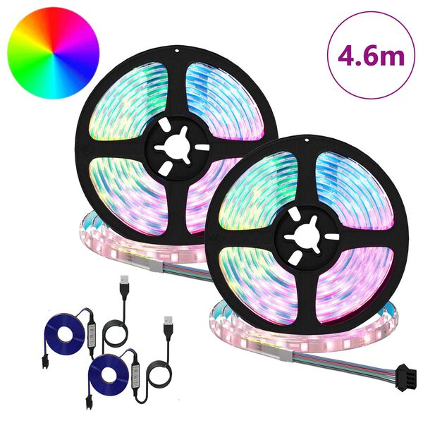 vidaXL LED Streifen 2 pcs Schwarz und Transparent 2300 mm