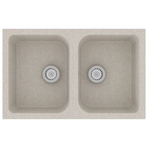 vidaXL K&uuml;chen-Sp&uuml;le Beige 76 x 48 x 30 cm Quarz und Harz