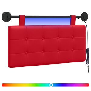 vidaXL H&auml;ngendes Kopfteil Mit LED Licht Rot Kunstleder