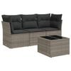 vidaXL 4-tlg. Garten-Sofagarnitur mit Kissen Grau Poly Rattan
