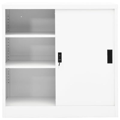 vidaXL Büroschrank mit Schiebetür Weiß 90x40x90 cm Stahl