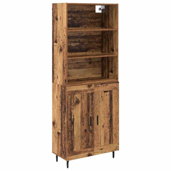 vidaXL Highboard Altholz 69,5 x 34 x 180 cm Engineered Wood und Glas