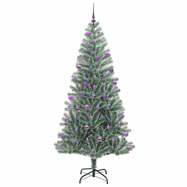 vidaXL Künstlicher Weihnachtsbaum beschneit mit LED Licht 210 cm