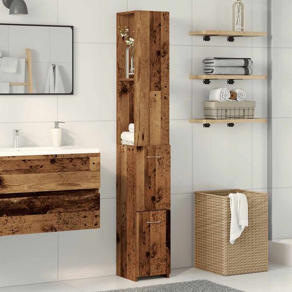 vidaXL Badezimmerschrank Altholz-Optik 25x25x170 cm Holzwerkstoff