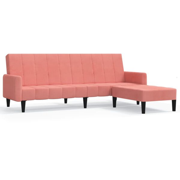 vidaXL Schlafsofa 2-Sitzer mit Hocker Rosa Samt