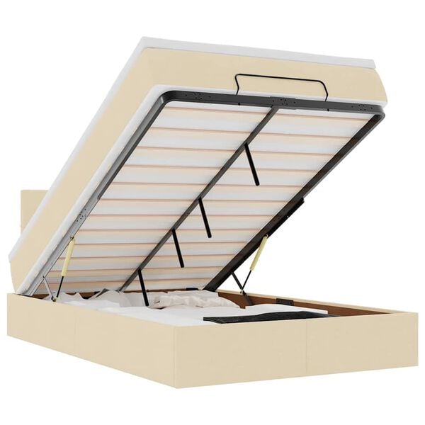 vidaXL Ottomane Bett mit Matratze & LEDs Creme 120x190 cm Stoff