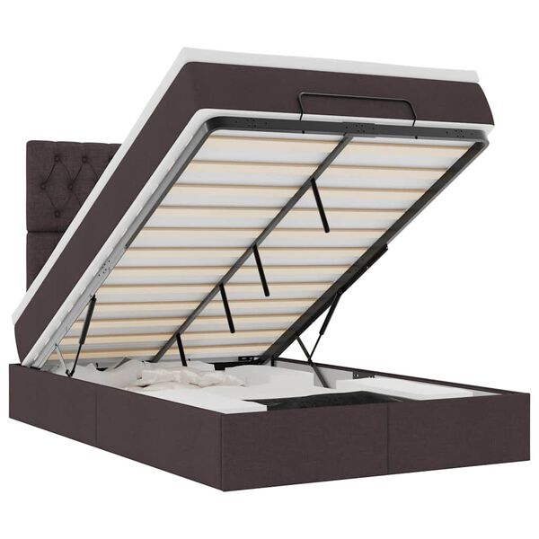 vidaXL Ottoman-Bett mit Matratze & LEDs Dunkelbraun 120x190 cm Stoff