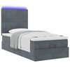 vidaXL Ottoman-Bett mit Matratzen & LEDs Dunkelgrau 90x190 cm Samt