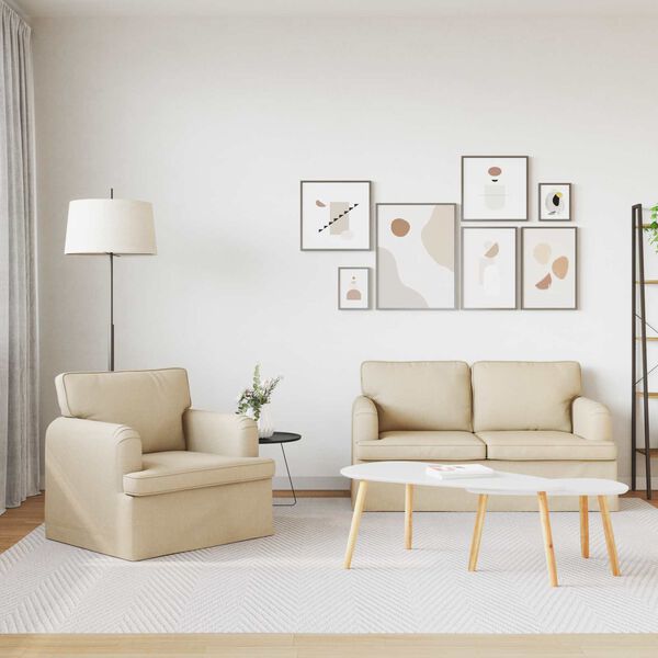 vidaXL Sofa 120cm 2 pcs Creme Metall