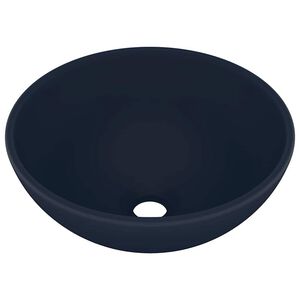 vidaXL Luxus-Waschbecken Rund Matt Dunkelblau 32,5x14 cm Keramik